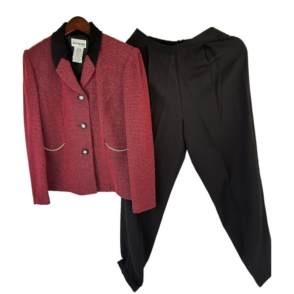 Petite Perceptionsby Irene B Suit Slacks Pants Set Res and Black Size 8 P - Picture 2 of 11